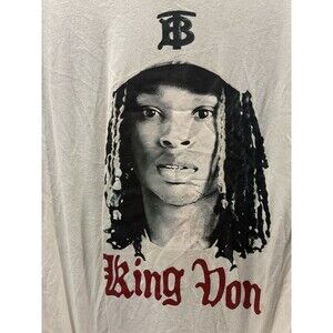 King Von Graphic Tee Cotton Streetwear Rap Hip Hop T Shirt White M
